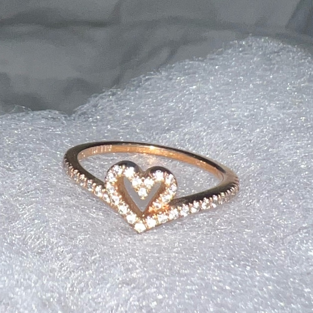 Pandora Rose Gold Wishbone Heart Ring